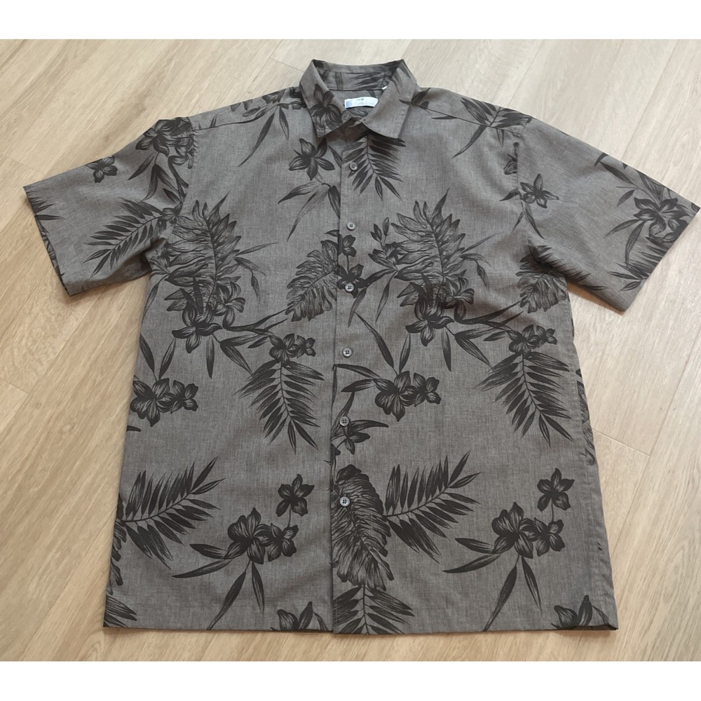 Cafe Luna Men's Medium Brown Floral Short Sleeve Button Up Shirt